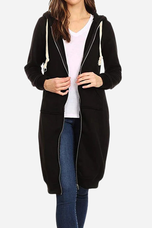 Oversized Long Zip Sweatshirt Hoodie - Daisy Store