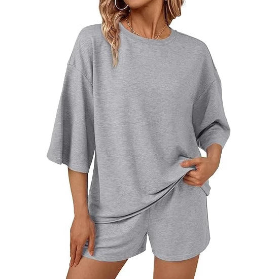Loose Casual Short-Sleeve and Shorts Two-Piece Set