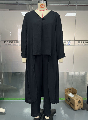 V-Neck Two-Piece Pants Set