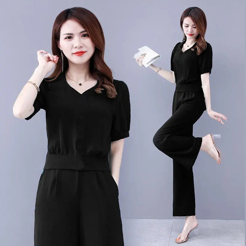 Elegant Goddess Style Two-Piece Pants Set