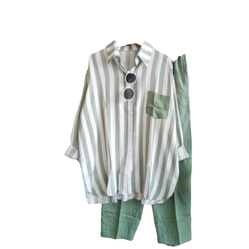 Striped Long Sleeve Two-Piece Set