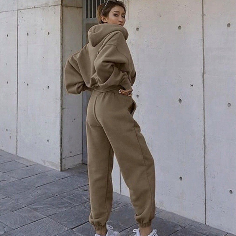 Loose Casual Hooded Sweatshirt Jacket Sports Suit