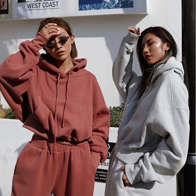Loose Casual Hooded Sweatshirt Jacket Sports Suit