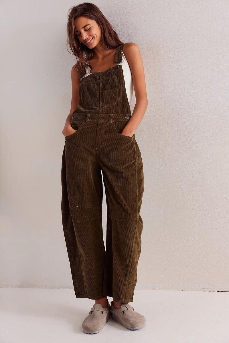 Corduroy Loose Jumpsuit for Elegant Commuter Style
