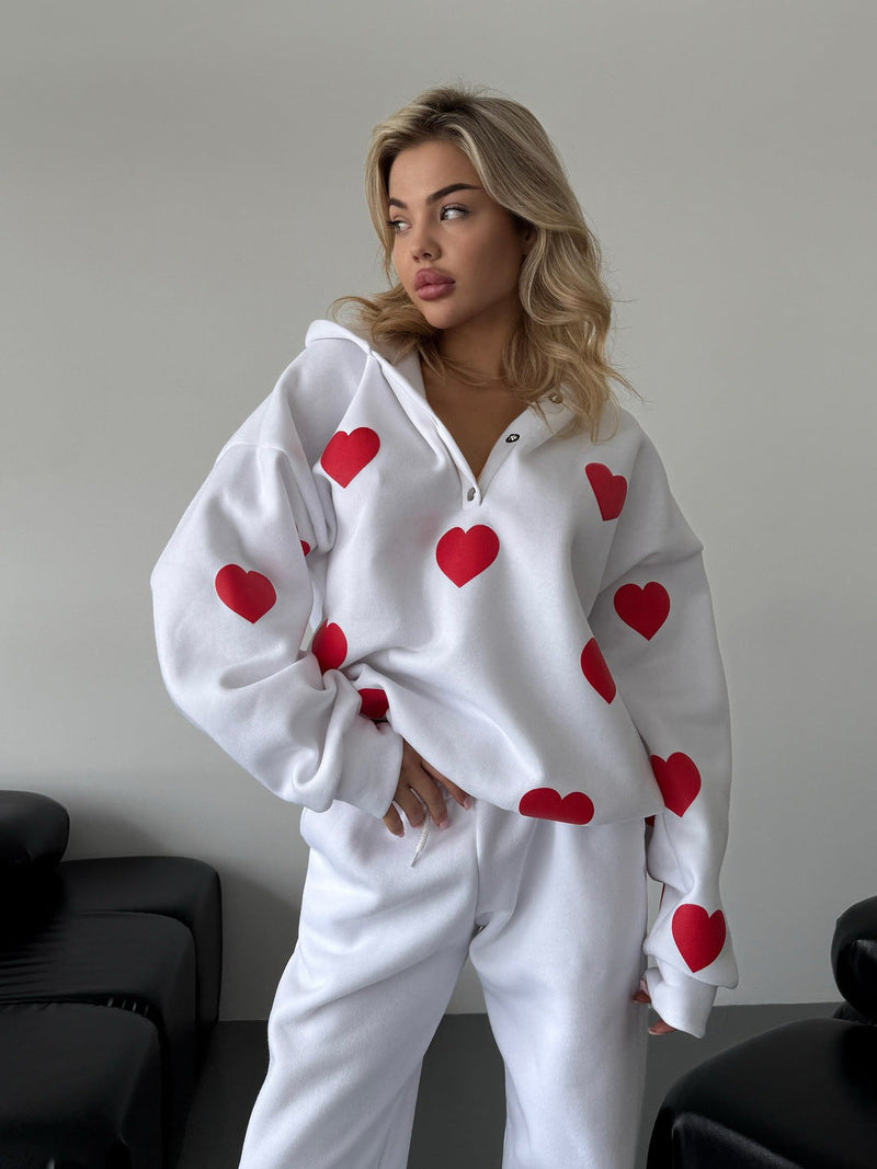 Heart-Shaped Hooded Street Trend Sweatshirt