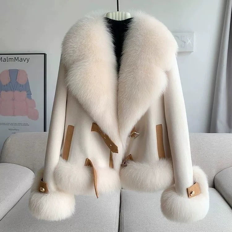 Imitation Fox Fur Stylish Short Coat
