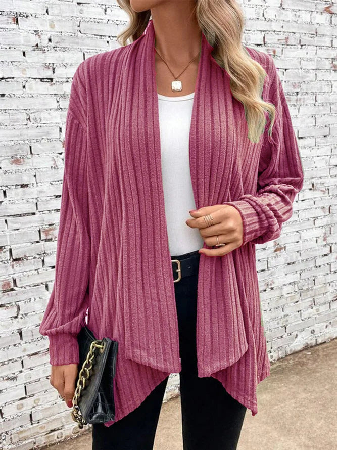 Loose Solid Color Long Sleeve Cardigan Coat