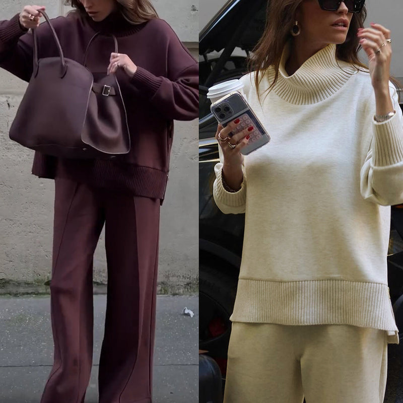 Casual Loose Pocket Sweatshirt Set