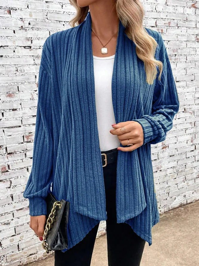 Loose Solid Color Long Sleeve Cardigan Coat