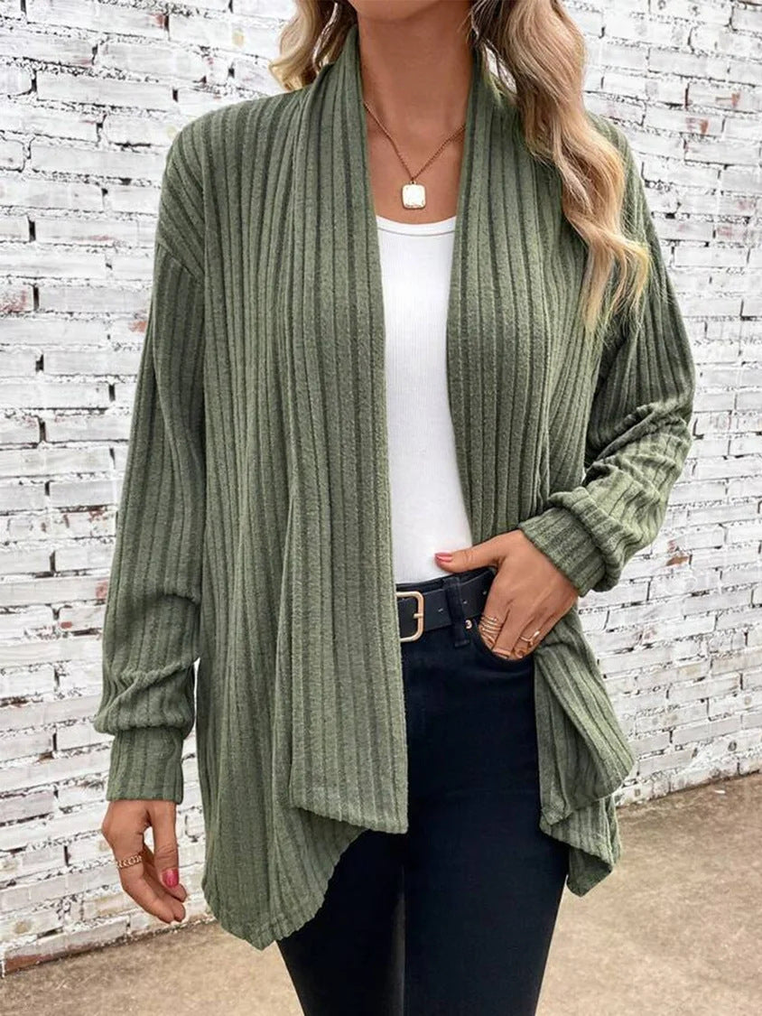 Loose Solid Color Long Sleeve Cardigan Coat