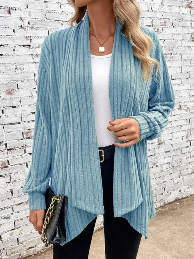 Loose Solid Color Long Sleeve Cardigan Coat