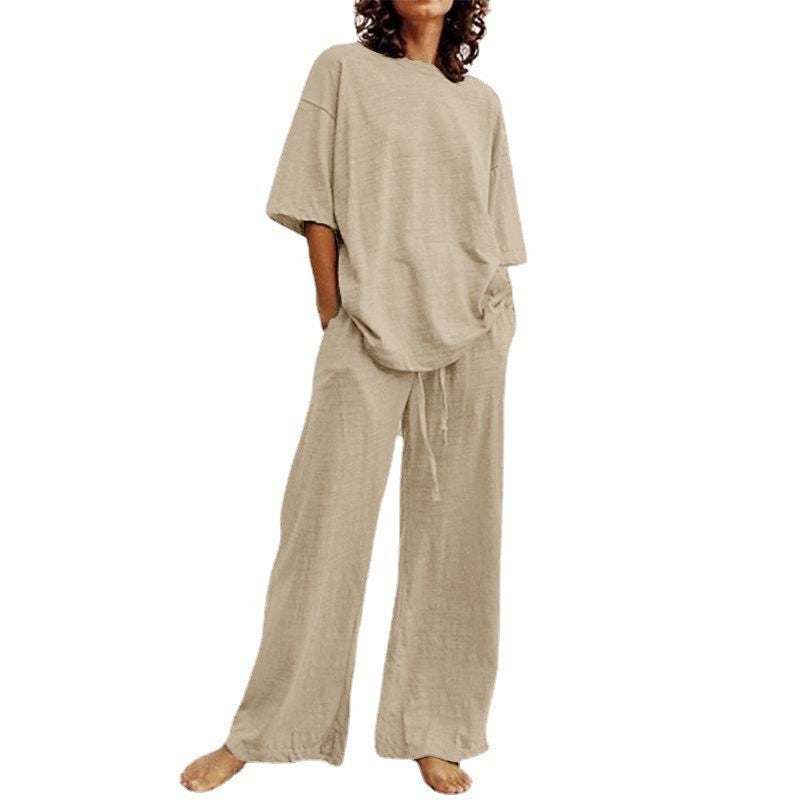 Belted Pocket 2-Piece Casual Top and Wide-Leg Pants Set