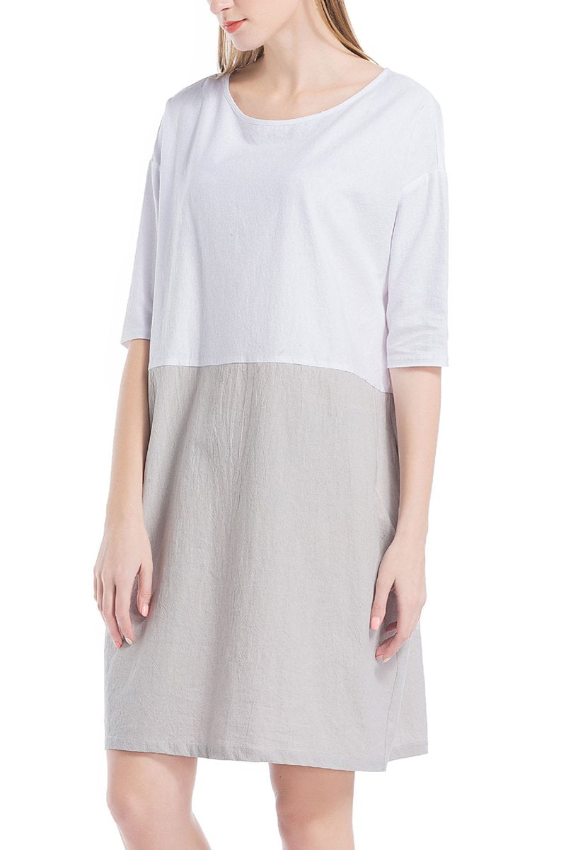 Colour Block Linen Dress