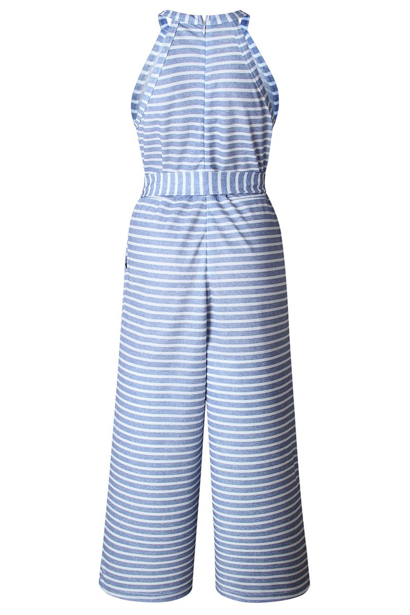Tie Waist Striped Jumpsuit