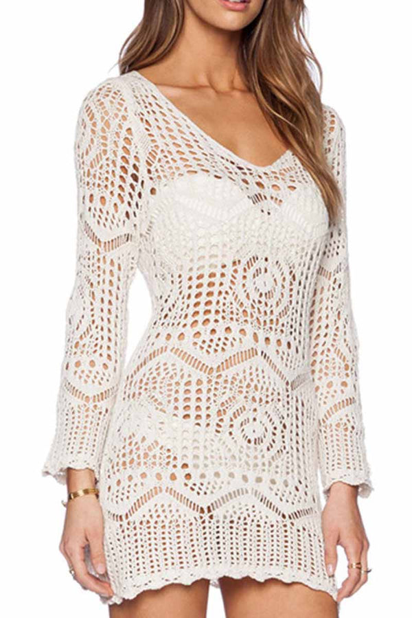 Off The Shoulder Crochet Mini Dress