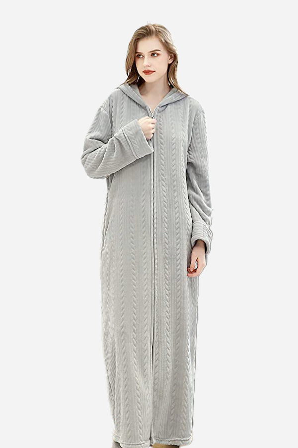 Stylish Flannel Hooded Nightgown