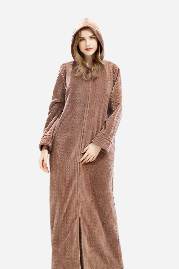 Stylish Flannel Hooded Nightgown