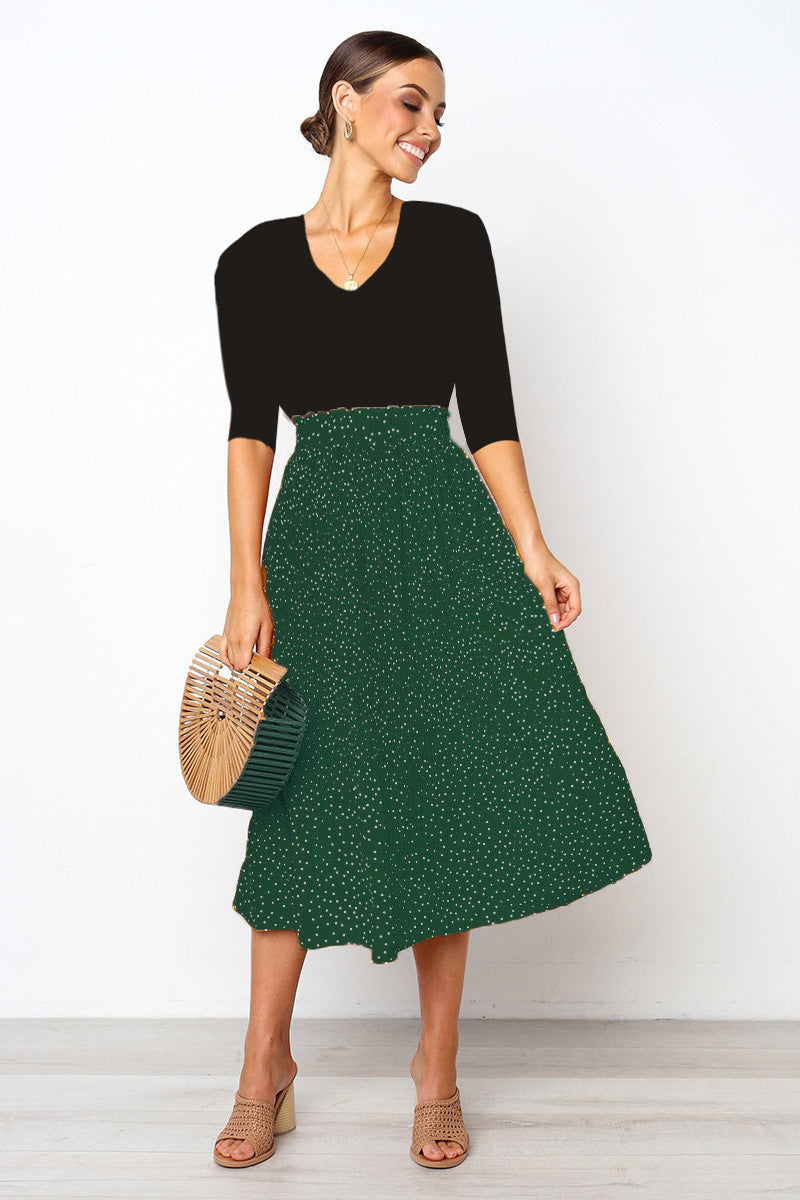 Effortlessly Chic Polka Dot Pleated Skirt Set