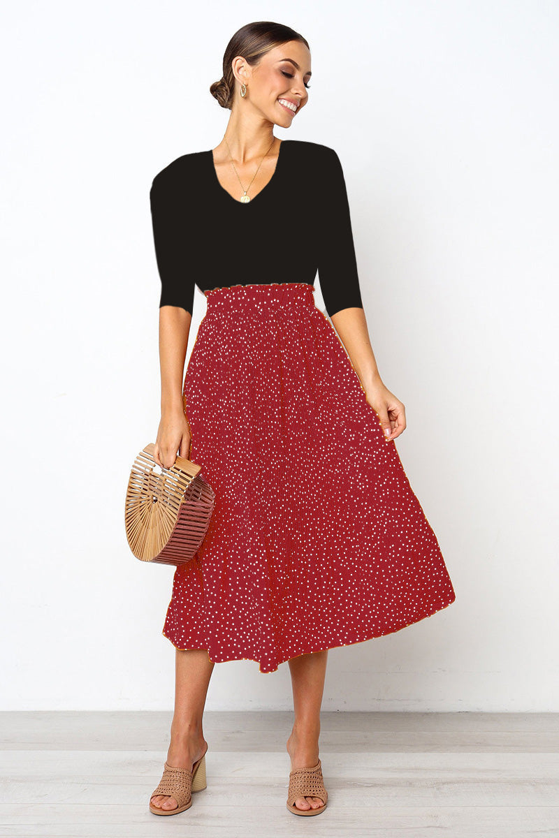 Effortlessly Chic Polka Dot Pleated Skirt Set