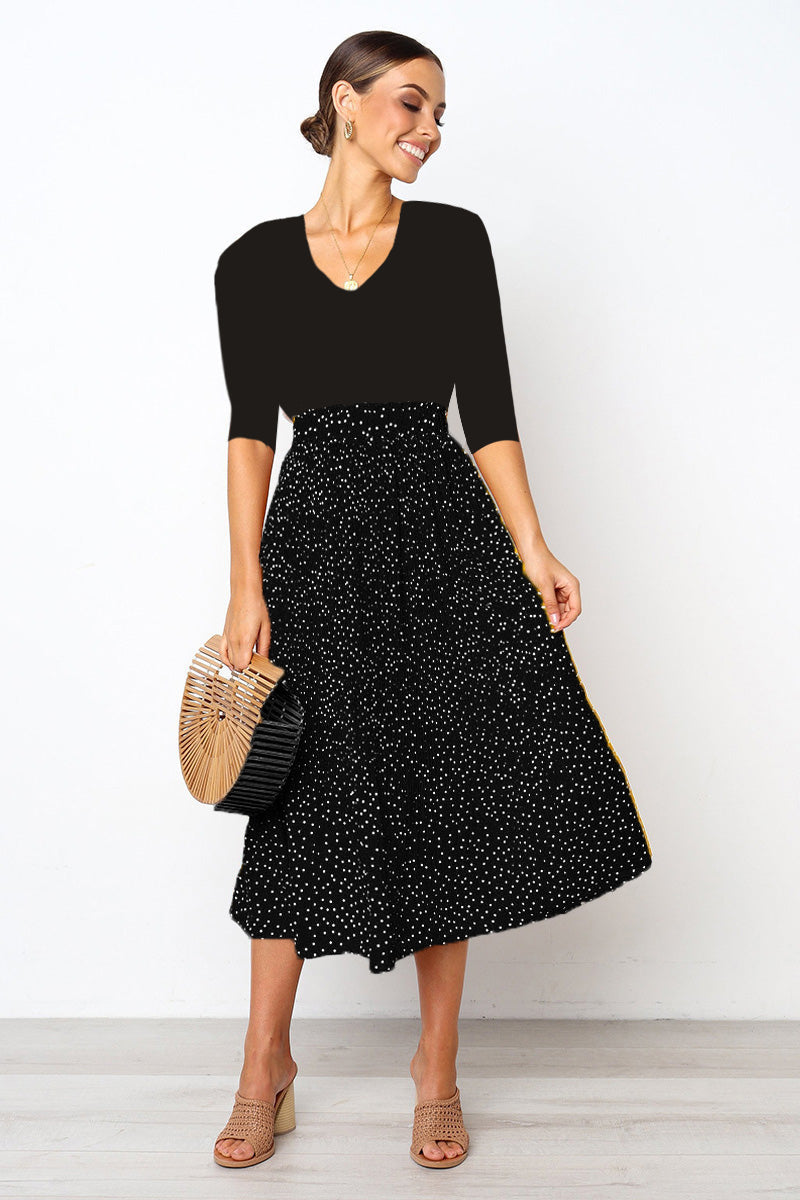 Effortlessly Chic Polka Dot Pleated Skirt Set