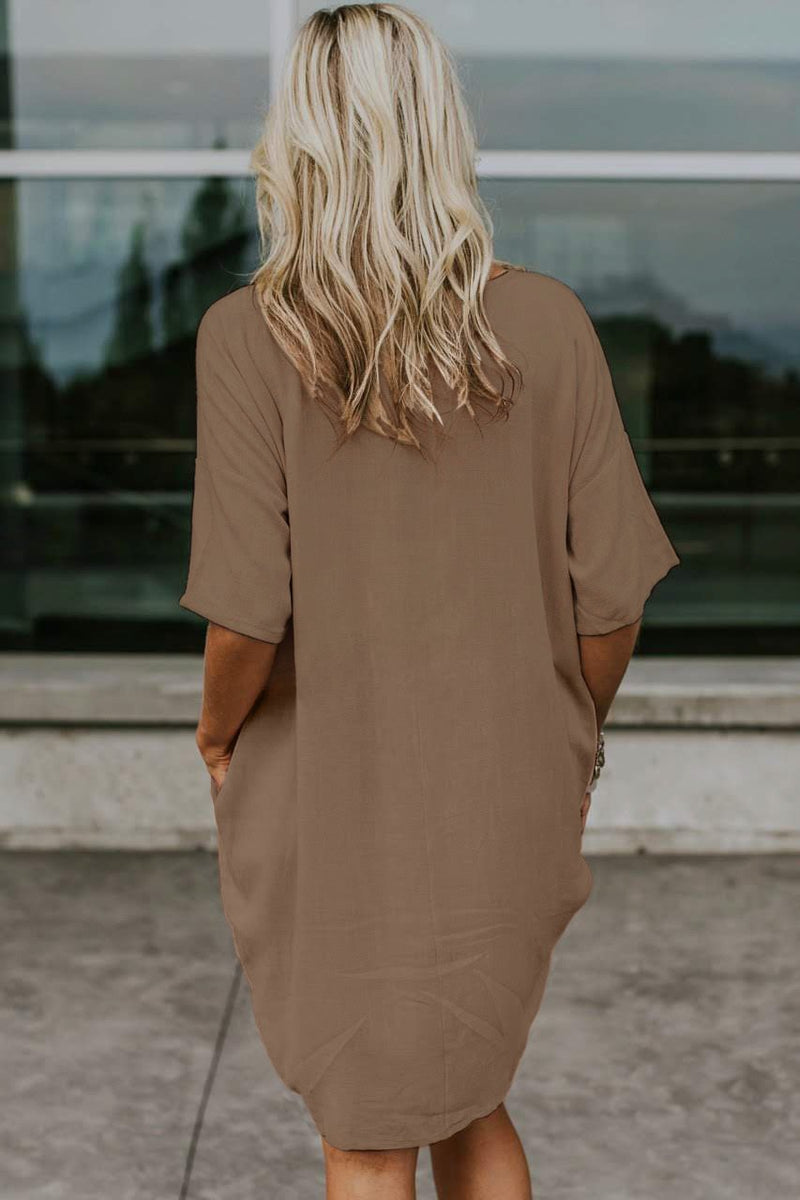 Nude Oversized Premium Linen Ovoid Dress