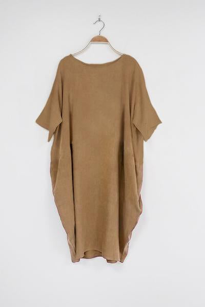 Nude Oversized Premium Linen Ovoid Dress