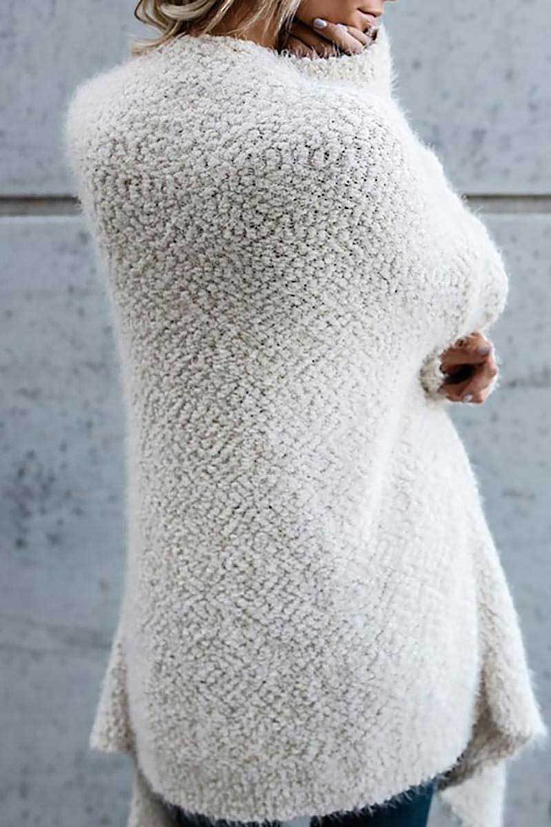 Solid Open Front Irregular Cardigan